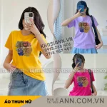 Áo Thun Nữ Cổ Tròn Form Vừa In Chữ I Love CARBS Size M(40-60kg)