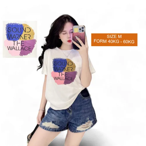 Áo Thun Nữ Cổ Tròn Form Vừa In Chữ I Love CARBS Size M(40-60kg)