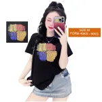 Áo Thun Nữ Cổ Tròn Form Vừa In Chữ I Love CARBS Size M(40-60kg)