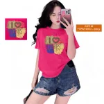 Áo Thun Nữ Cổ Tròn Form Vừa In Chữ I Love CARBS Size M(40-60kg)