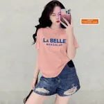Áo Thun Nữ Cổ Tròn Form Vừa In Chữ LA Belle Size M(40-60kg)