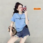 Áo Thun Nữ Cổ Tròn Form Vừa In Chữ Maybe Size M(40-60kg)