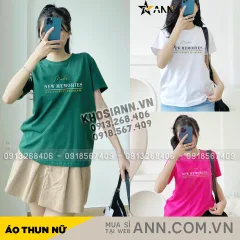 Áo Thun Nữ Cổ Tròn Form Vừa In Chữ New Memories Size M(40-60kg)