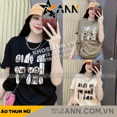 Áo Thun Nữ Cổ Tròn form vừa in chữ nổi size M(40-60kg)