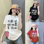 Áo Thun Nữ Cổ Tròn form vừa in chữ nổi size M(40-60kg)