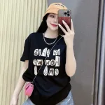 Áo Thun Nữ Cổ Tròn form vừa in chữ nổi size M(40-60kg)