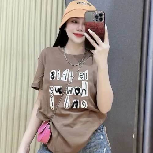 Áo Thun Nữ Cổ Tròn form vừa in chữ nổi size M(40-60kg)