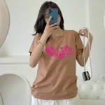 Áo Thun Nữ Cổ Tròn Form Vừa In Chữ SMILE Size M(40-60kg)