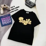 Áo Thun Nữ Cổ Tròn Form Vừa In Chữ SMILE Size M(40-60kg)
