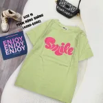 Áo Thun Nữ Cổ Tròn Form Vừa In Chữ SMILE Size M(40-60kg)
