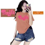 Áo Thun Nữ Cổ Tròn Form Vừa In Chữ SMILE Size M(40-60kg)