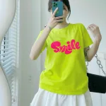 Áo Thun Nữ Cổ Tròn Form Vừa In Chữ SMILE Size M(40-60kg)