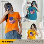 Áo Thun Nữ Cổ Tròn Form Vừa In Chữ Sound Warner Size M(40-60kg)