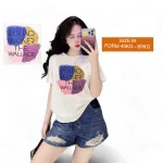 Áo Thun Nữ Cổ Tròn Form Vừa In Chữ Sound Warner Size M(40-60kg)