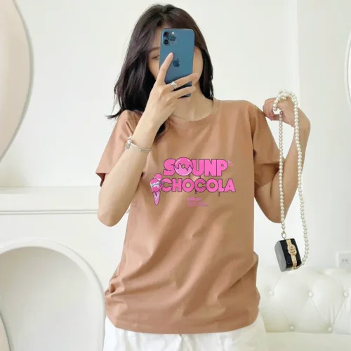 Áo Thun Nữ Cổ Tròn Form Vừa In Chữ Sounp Chocola Size M(40-60kg)