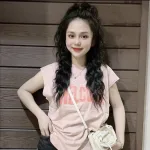 Áo Thun Nữ Cổ Tròn form vừa in chữ WELCOM size M(40-60kg)