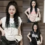 Áo Thun Nữ Cổ Tròn form vừa in chữ WELCOM size M(40-60kg)