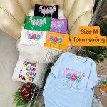 Áo Thun Nữ Cổ Tròn Form Vừa In Hình Bông Hoa Size M(40-60kg)
