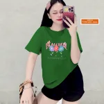 Áo Thun Nữ Cổ Tròn Form Vừa In Hình Bông Hoa Size M(40-60kg)