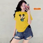 Áo Thun Nữ Cổ Tròn Form Vừa In Hình Chuột Micley Size M(40-60kg)