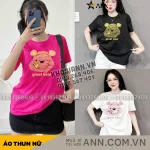 Áo Thun Nữ Cổ Tròn Form Vừa In Hình Gấu Pooh M(40-60kg)