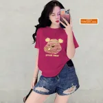 Áo Thun Nữ Cổ Tròn Form Vừa In Hình Gấu Pooh M(40-60kg)