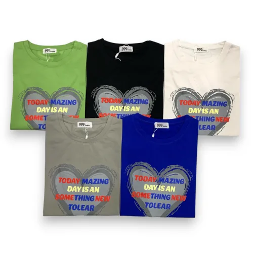 Áo Thun Nữ Cổ Tròn Form Vừa In Hình Trái Tim Size M(40-60kg)