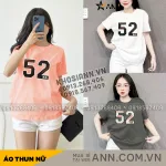Áo Thun Nữ Cổ Tròn Form Vừa In Số 52 Size M(40-60kg)