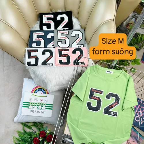 Áo Thun Nữ Cổ Tròn Form Vừa In Số 52 Size M(40-60kg)