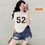 Áo Thun Nữ Cổ Tròn Form Vừa In Số 52 Size M(40-60kg)