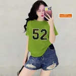 Áo Thun Nữ Cổ Tròn Form Vừa In Số 52 Size M(40-60kg)