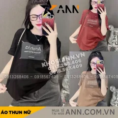 Áo Thun Nữ Cổ Tròn In Chữ Arohia form vừa size M(40-60kg)