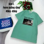 Áo Thun Nữ Cổ Tròn In chữ BEST REVIEW form ôm suông rộng size L(45-65kg)