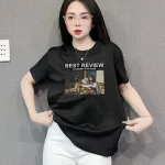Áo Thun Nữ Cổ Tròn In chữ BEST REVIEW form ôm suông rộng size L(45-65kg)
