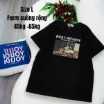 Áo Thun Nữ Cổ Tròn In chữ BEST REVIEW form ôm suông rộng size L(45-65kg)