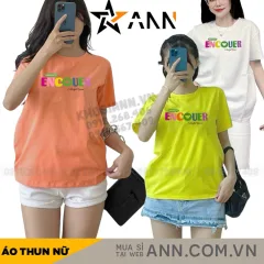 Áo Thun Nữ Cổ Tròn In chữ ENCOUER form ôm suông rộng size L(45-65kg)