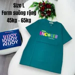 Áo Thun Nữ Cổ Tròn In chữ ENCOUER form ôm suông rộng size L(45-65kg)
