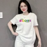 Áo Thun Nữ Cổ Tròn In chữ ENCOUER form ôm suông rộng size L(45-65kg)
