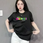 Áo Thun Nữ Cổ Tròn In chữ ENCOUER form ôm suông rộng size L(45-65kg)
