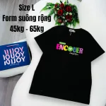 Áo Thun Nữ Cổ Tròn In chữ ENCOUER form ôm suông rộng size L(45-65kg)