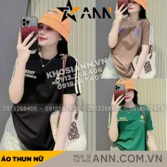 Áo Thun Nữ Cổ Tròn In Chữ hai bên form vừa size M(40-60kg)