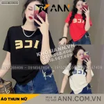 Áo Thun Nữ Cổ Tròn In Chữ ICE form vừa size M(40-60kg)