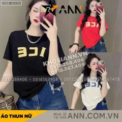 Áo Thun Nữ Cổ Tròn In Chữ ICE form vừa size M(40-60kg)