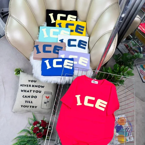 Áo Thun Nữ Cổ Tròn In Chữ ICE form vừa size M(40-60kg)