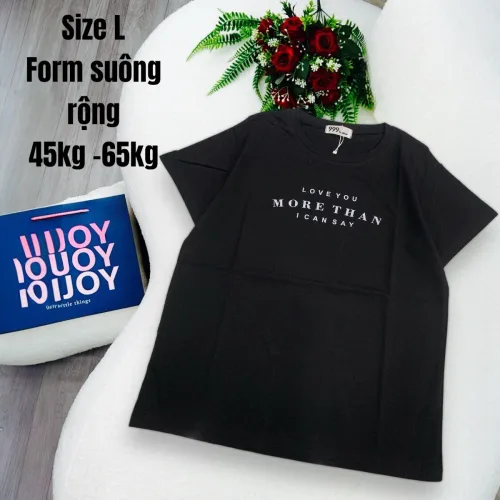 Áo Thun Nữ Cổ Tròn In chữ MORE THAN form ôm suông rộng size L(45-65kg)