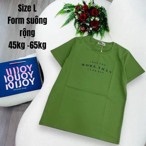 Áo Thun Nữ Cổ Tròn In chữ MORE THAN form ôm suông rộng size L(45-65kg)
