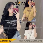 Áo Thun Nữ Cổ Tròn In Chữ Nhỏ form vừa size M(40-60kg)