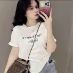 Áo Thun Nữ Cổ Tròn In Chữ Nhỏ form vừa size M(40-60kg)
