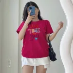 Áo Thun Nữ Cổ Tròn In chữ TRUE form ôm suông rộng size L(45-65kg)