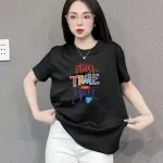 Áo Thun Nữ Cổ Tròn In chữ TRUE form ôm suông rộng size L(45-65kg)